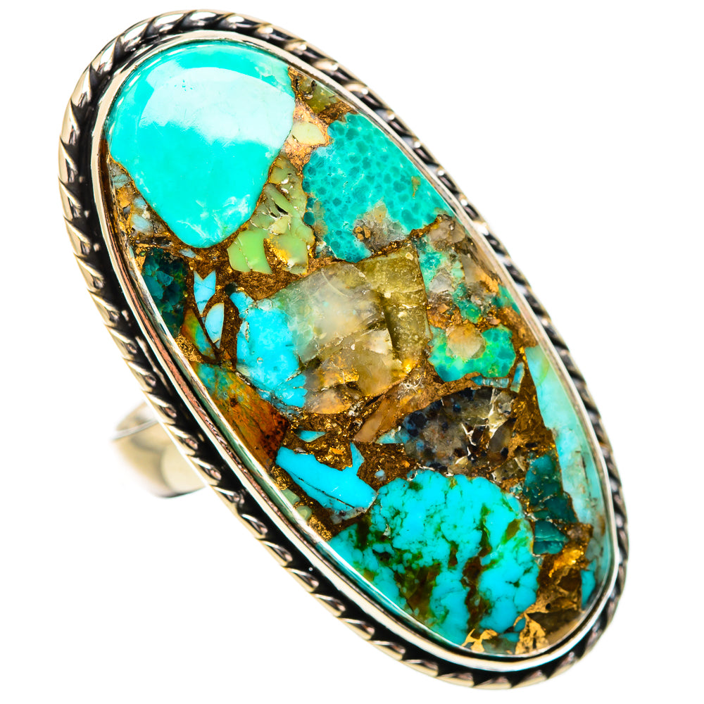 Kingman Mohave Turquoise Rings handcrafted by Anasilvercos - RING131939 - Photo 2