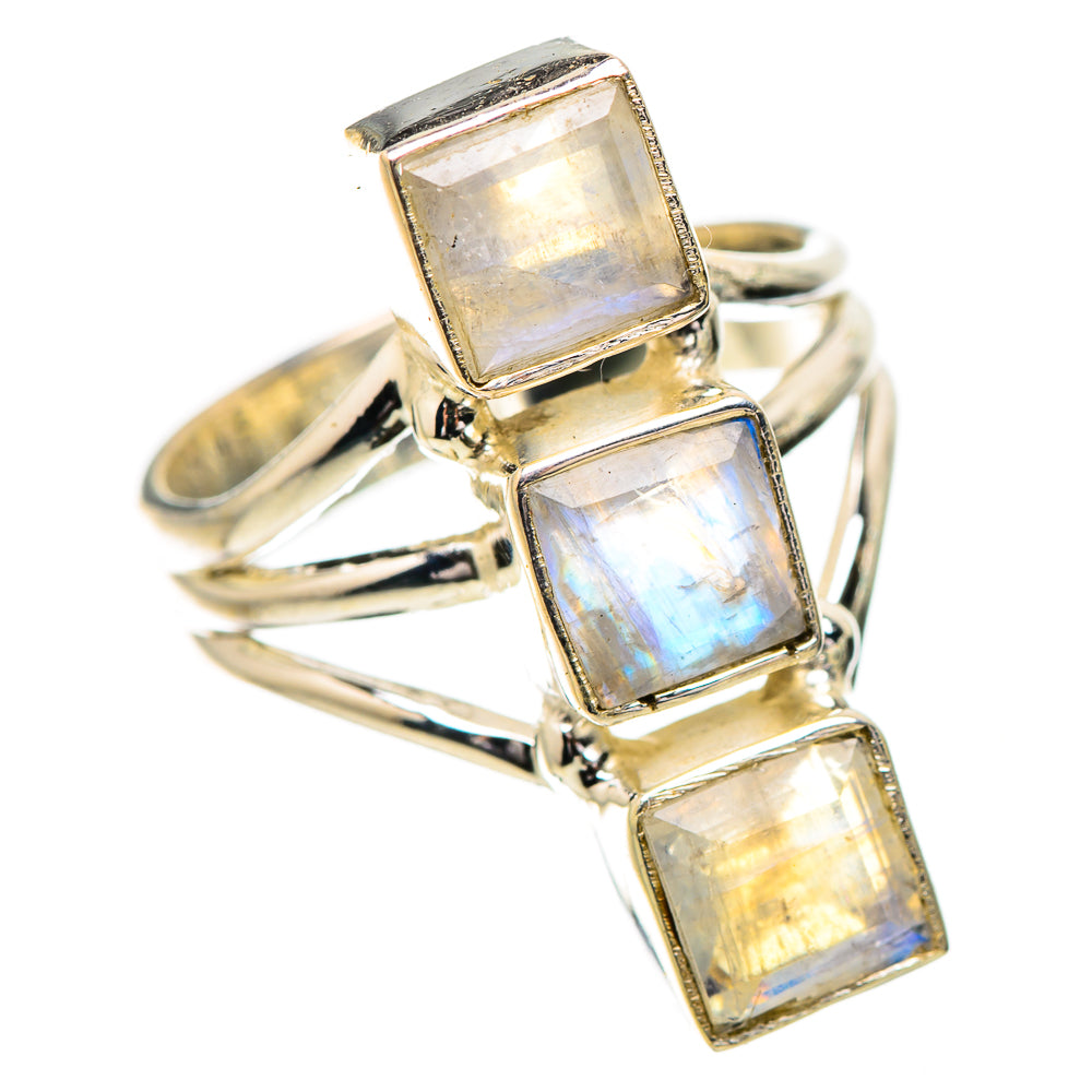 Rainbow Moonstone Rings handcrafted by Anasilvercos - RING132008 - Photo 2