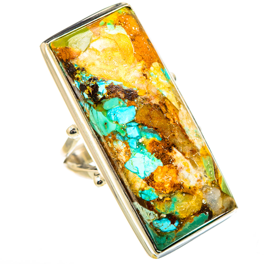 Kingman Mohave Turquoise Rings handcrafted by Anasilvercos - RING132052 - Photo 2