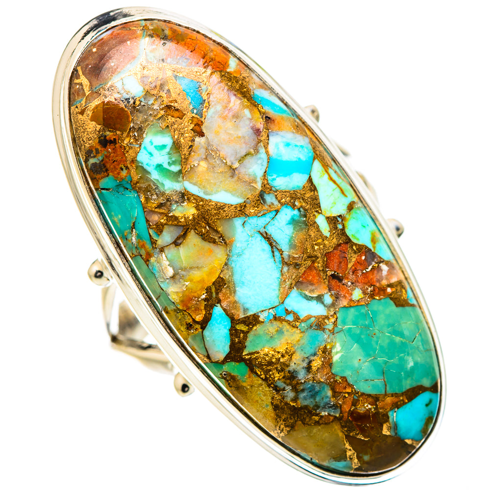 Kingman Mohave Turquoise Rings handcrafted by Anasilvercos - RING132073 - Photo 2