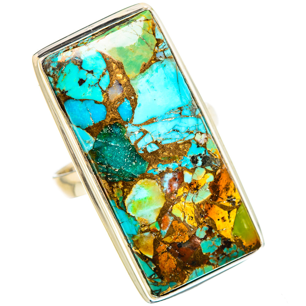 Kingman Mohave Turquoise Rings handcrafted by Anasilvercos - RING132079 - Photo 2