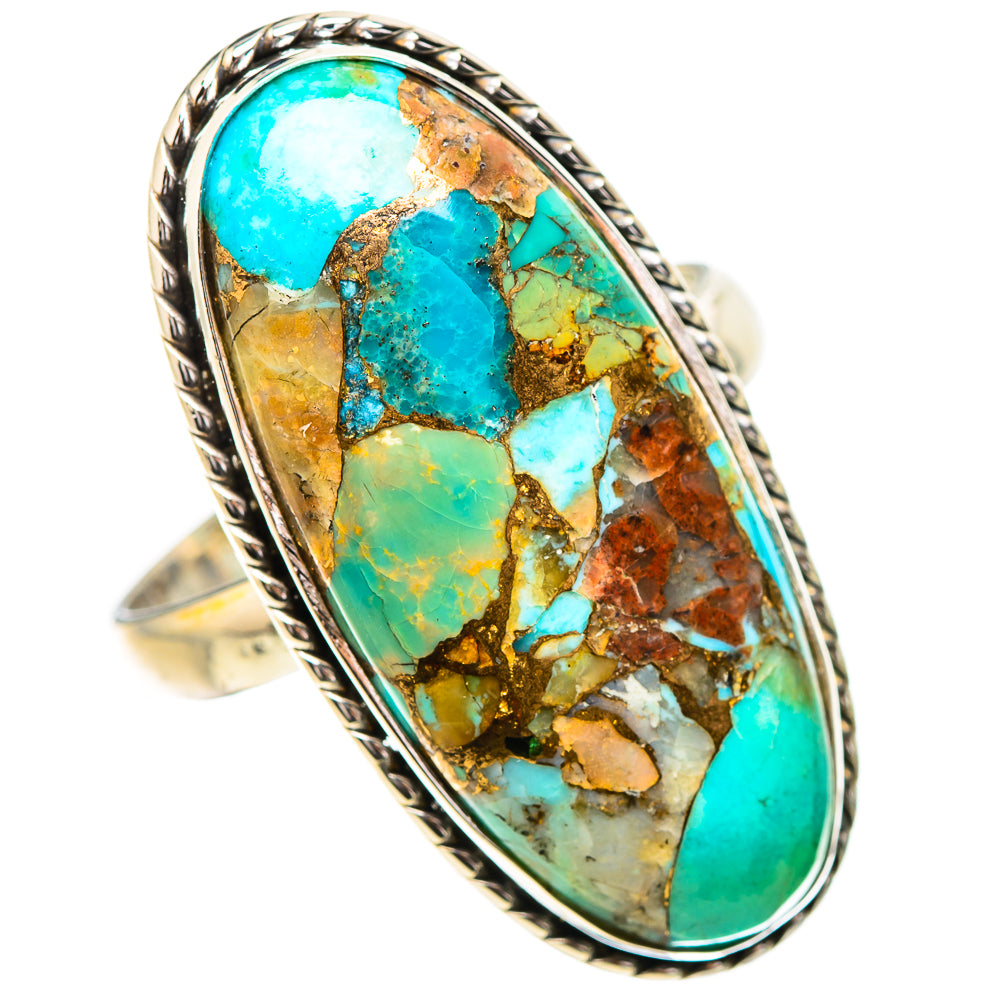 Kingman Mohave Turquoise Rings handcrafted by Anasilvercos - RING132100 - Photo 2