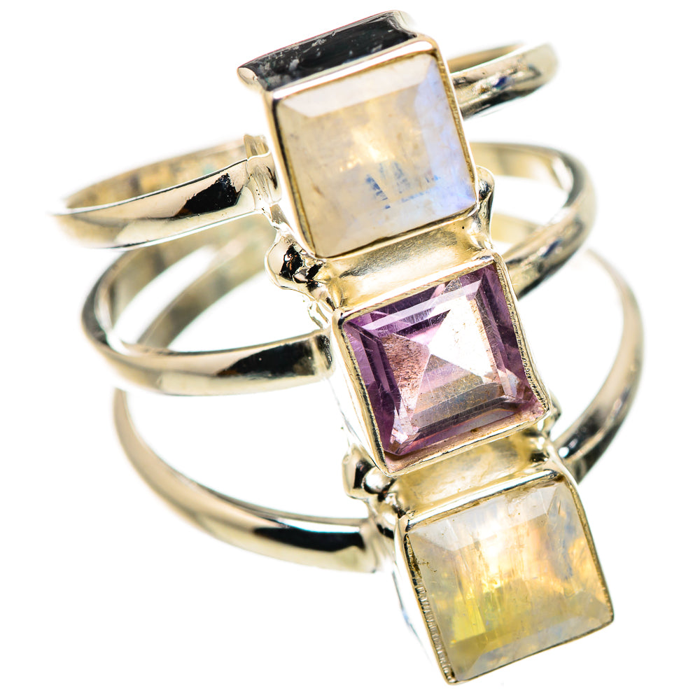 Rainbow Moonstone Rings handcrafted by Anasilvercos - RING132207 - Photo 2