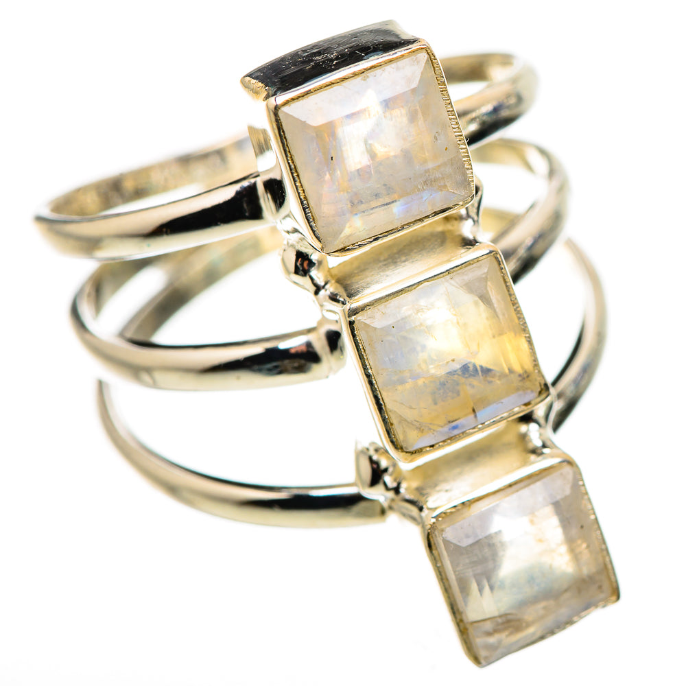 Rainbow Moonstone Rings handcrafted by Anasilvercos - RING132209 - Photo 2