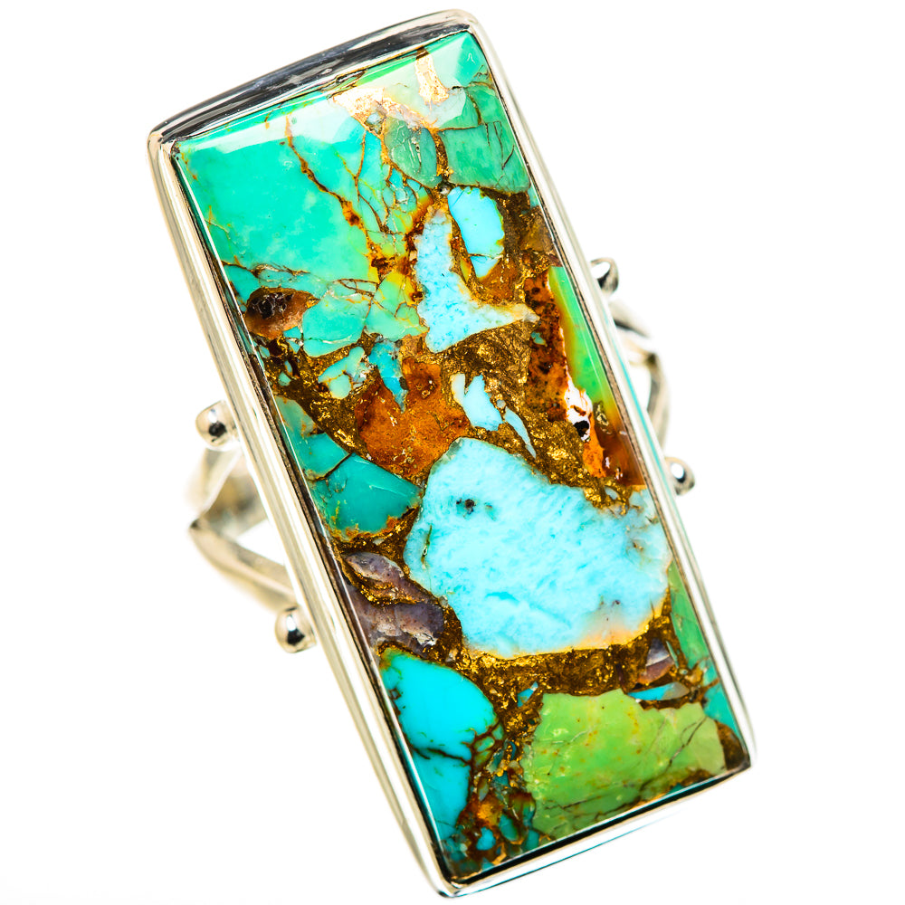 Kingman Mohave Turquoise Rings handcrafted by Anasilvercos - RING132349 - Photo 2