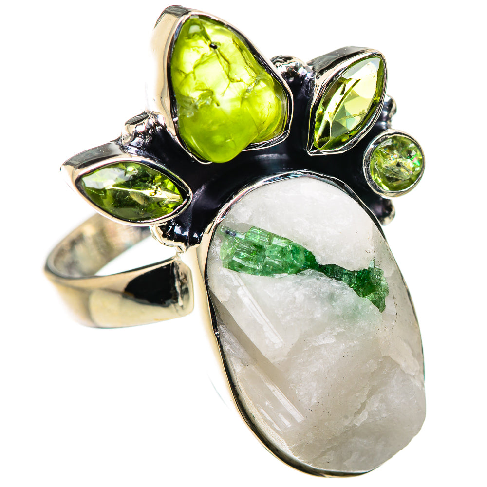 Green Tourmaline In Quartz Rings handcrafted by Anasilvercos - RING132375 - Photo 2