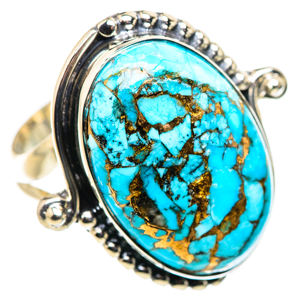 Blue Copper Composite Turquoise Rings handcrafted by Anasilvercos - RING132392 - Photo 2