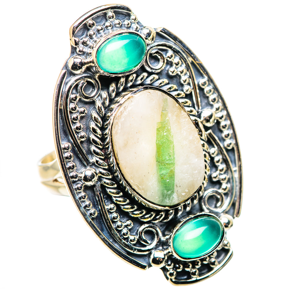 Green Tourmaline In Quartz Rings handcrafted by Anasilvercos - RING132554 - Photo 2