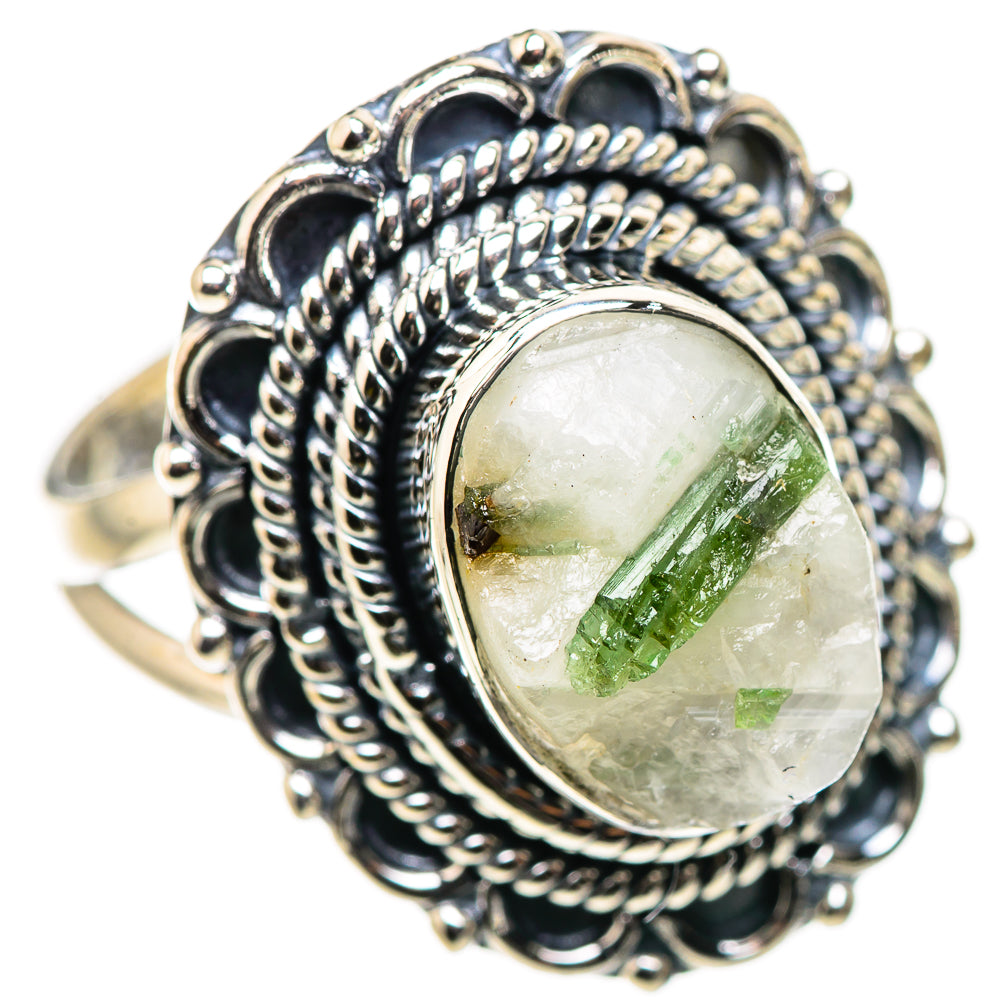 Green Tourmaline In Quartz Rings handcrafted by Anasilvercos - RING132565 - Photo 2