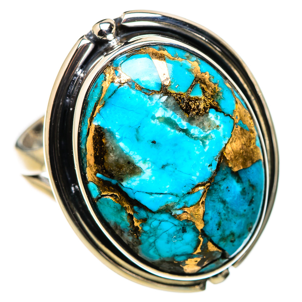 Blue Copper Composite Turquoise Rings handcrafted by Anasilvercos - RING132606 - Photo 2