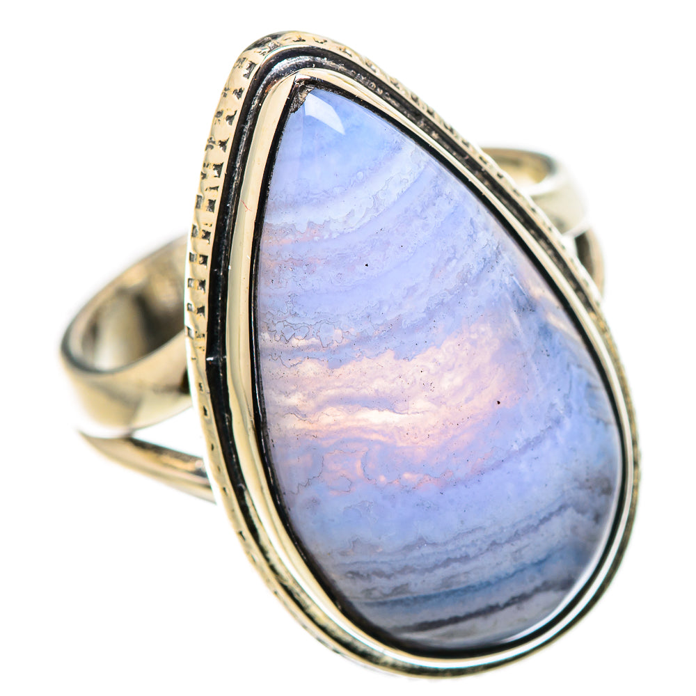 Blue Lace Agate Rings handcrafted by Anasilvercos - RING132684 - Photo 2