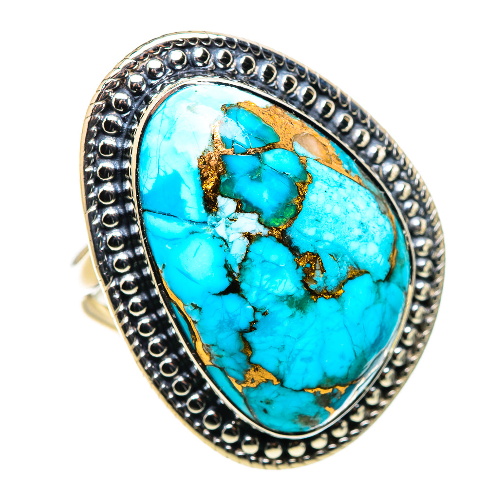 Blue Copper Composite Turquoise Rings handcrafted by Anasilvercos - RING132689 - Photo 2