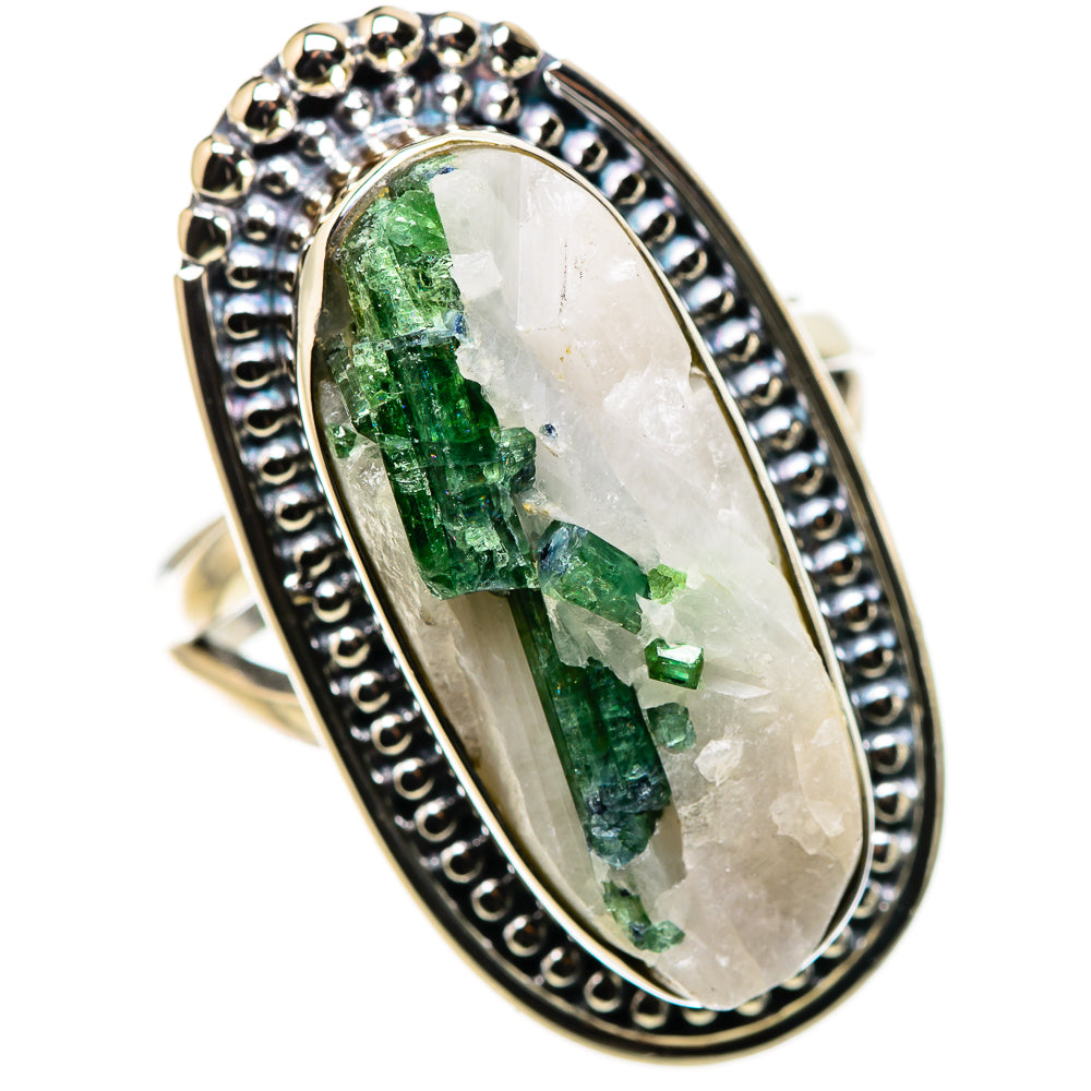Green Tourmaline In Quartz Rings handcrafted by Anasilvercos - RING132750 - Photo 2