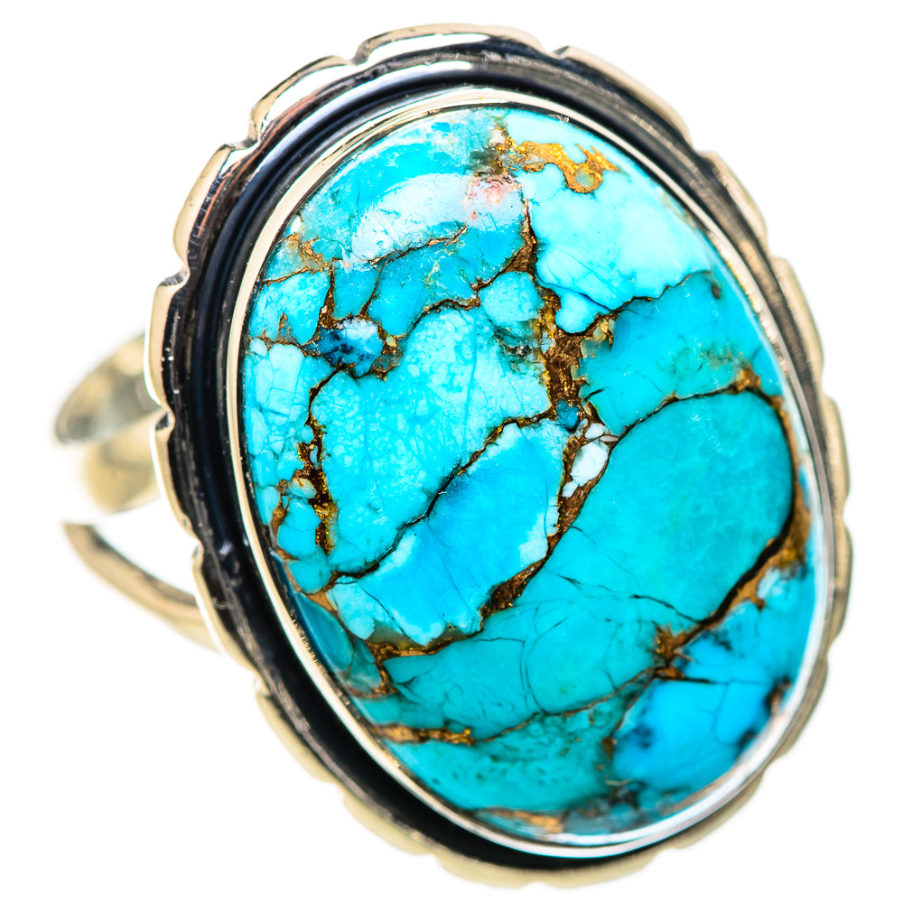 Blue Copper Composite Turquoise Rings handcrafted by Anasilvercos - RING132826 - Photo 2