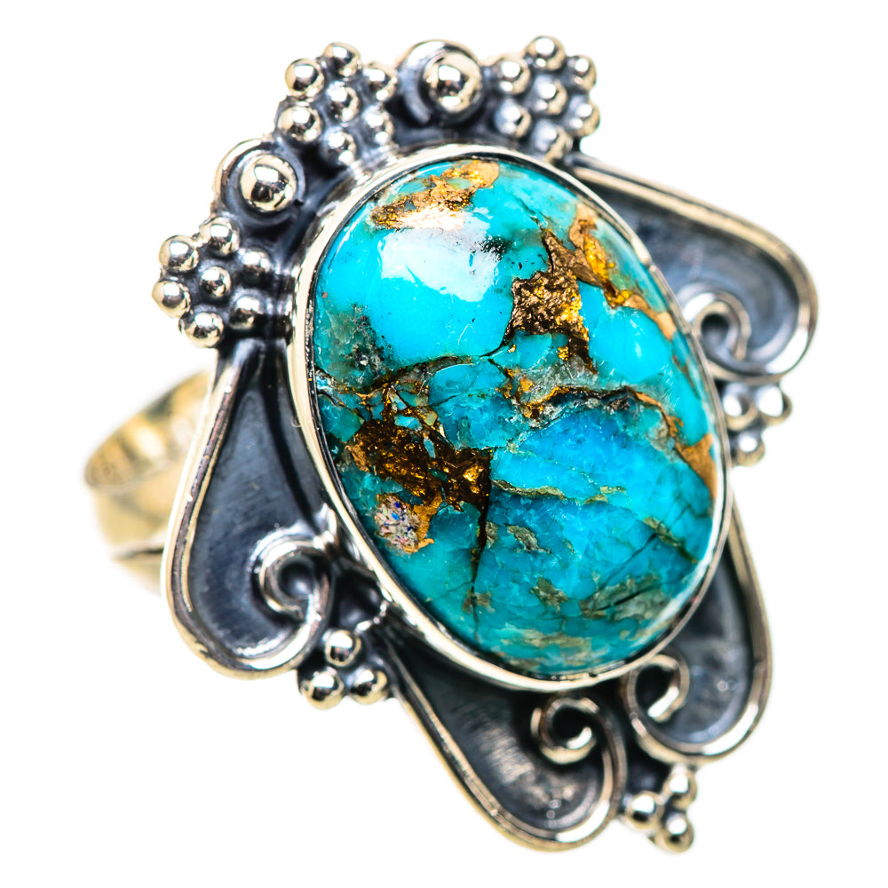 Blue Copper Composite Turquoise Rings handcrafted by Anasilvercos - RING132849 - Photo 2