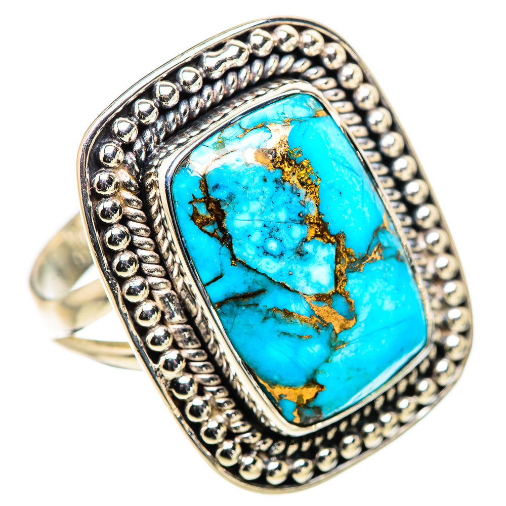 Blue Copper Composite Turquoise Rings handcrafted by Anasilvercos - RING132853 - Photo 2