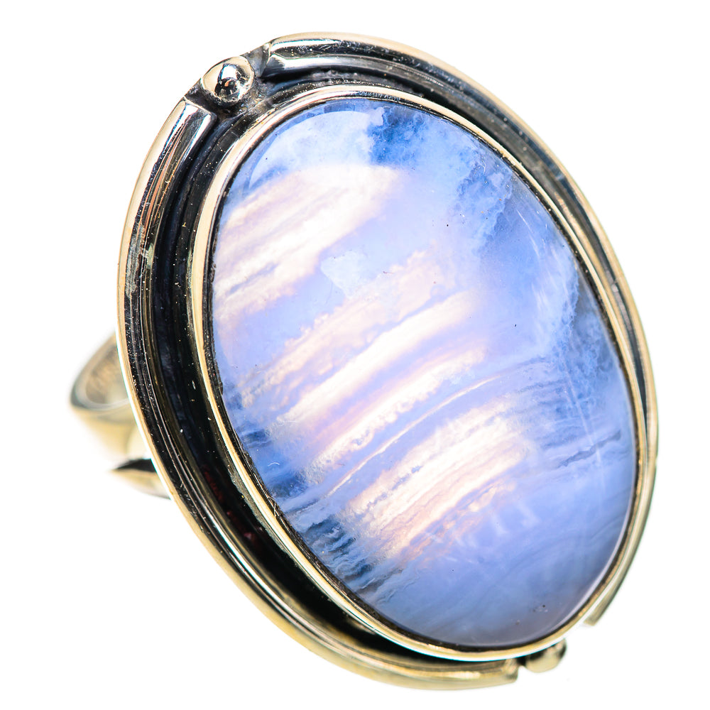 Blue Lace Agate Rings handcrafted by Anasilvercos - RING132865 - Photo 2