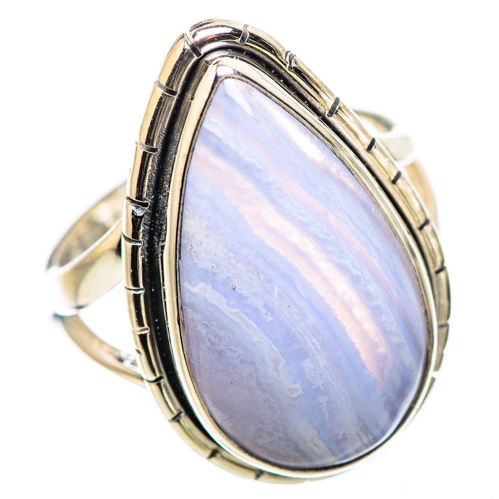 Blue Lace Agate Rings handcrafted by Anasilvercos - RING132889 - Photo 2
