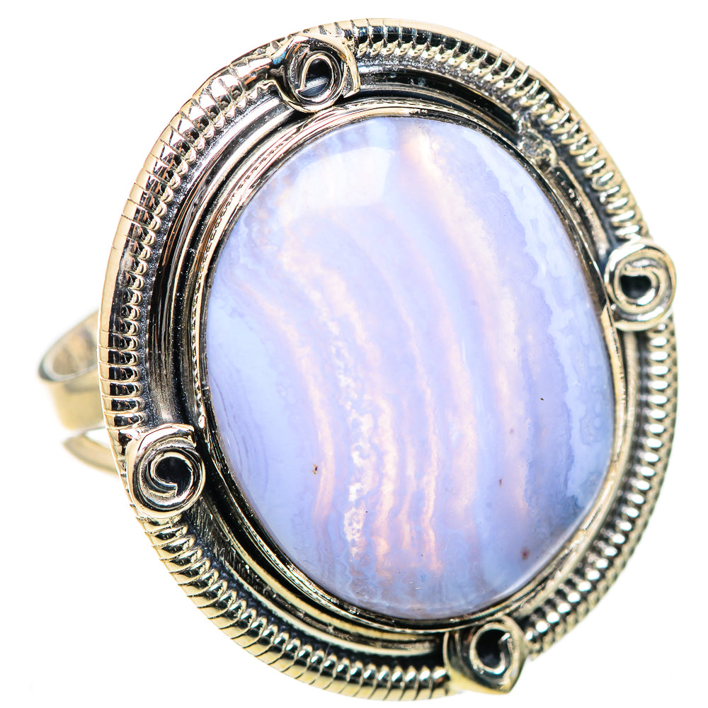 Blue Lace Agate Rings handcrafted by Anasilvercos - RING132949 - Photo 2