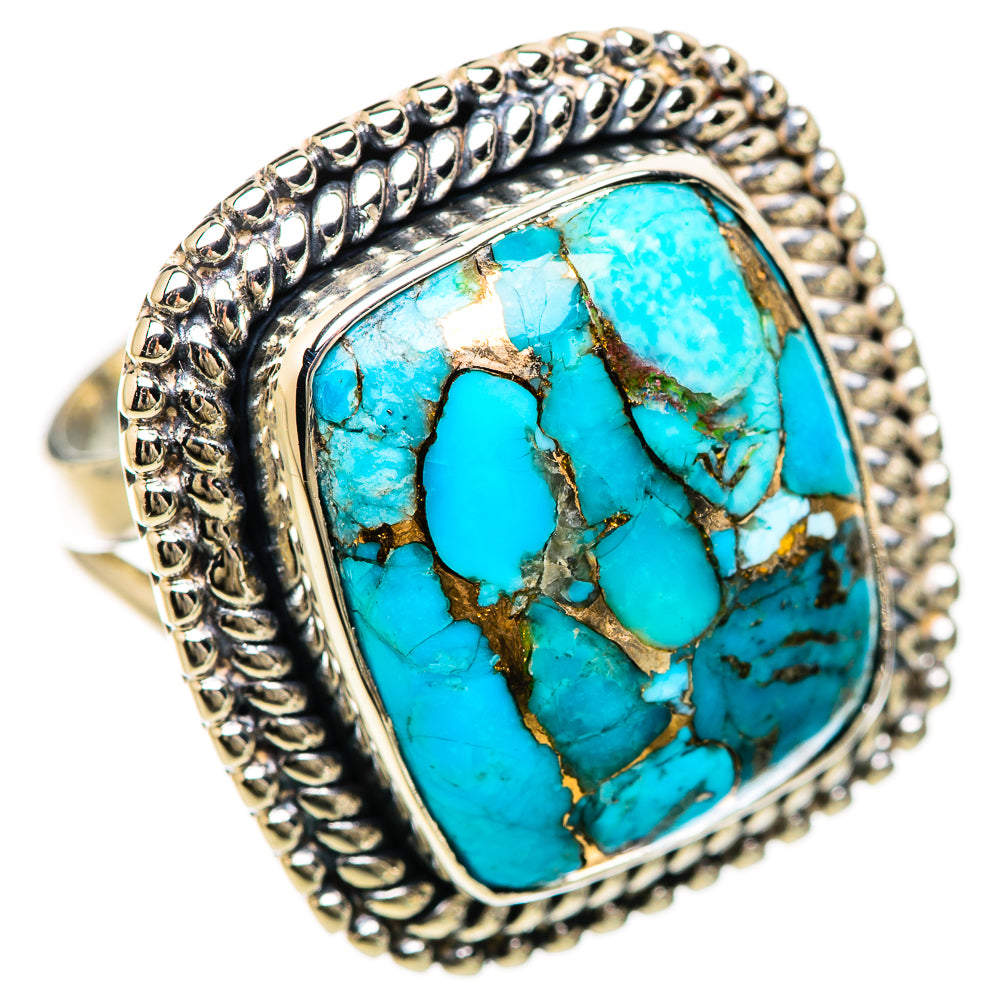 Blue Copper Composite Turquoise Rings handcrafted by Anasilvercos - RING132964 - Photo 2