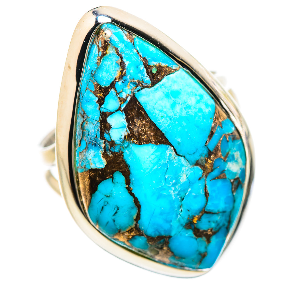 Blue Copper Composite Turquoise Rings handcrafted by Anasilvercos - RING132991 - Photo 2