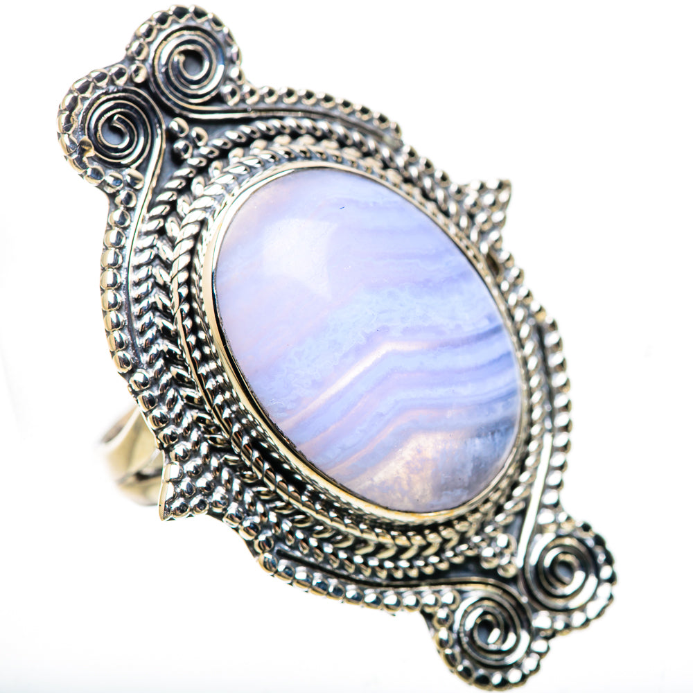 Blue Lace Agate Rings handcrafted by Anasilvercos - RING133067 - Photo 2