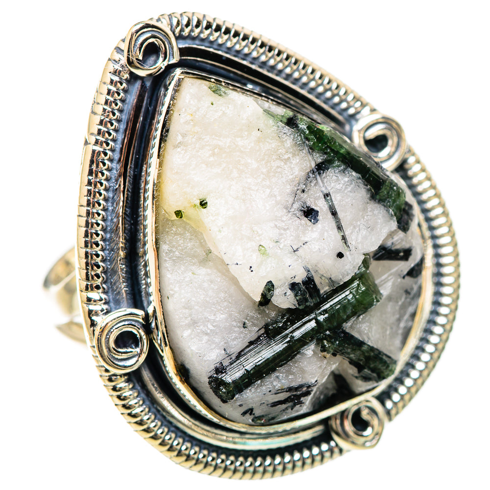 Green Tourmaline In Quartz Rings handcrafted by Anasilvercos - RING133151 - Photo 2