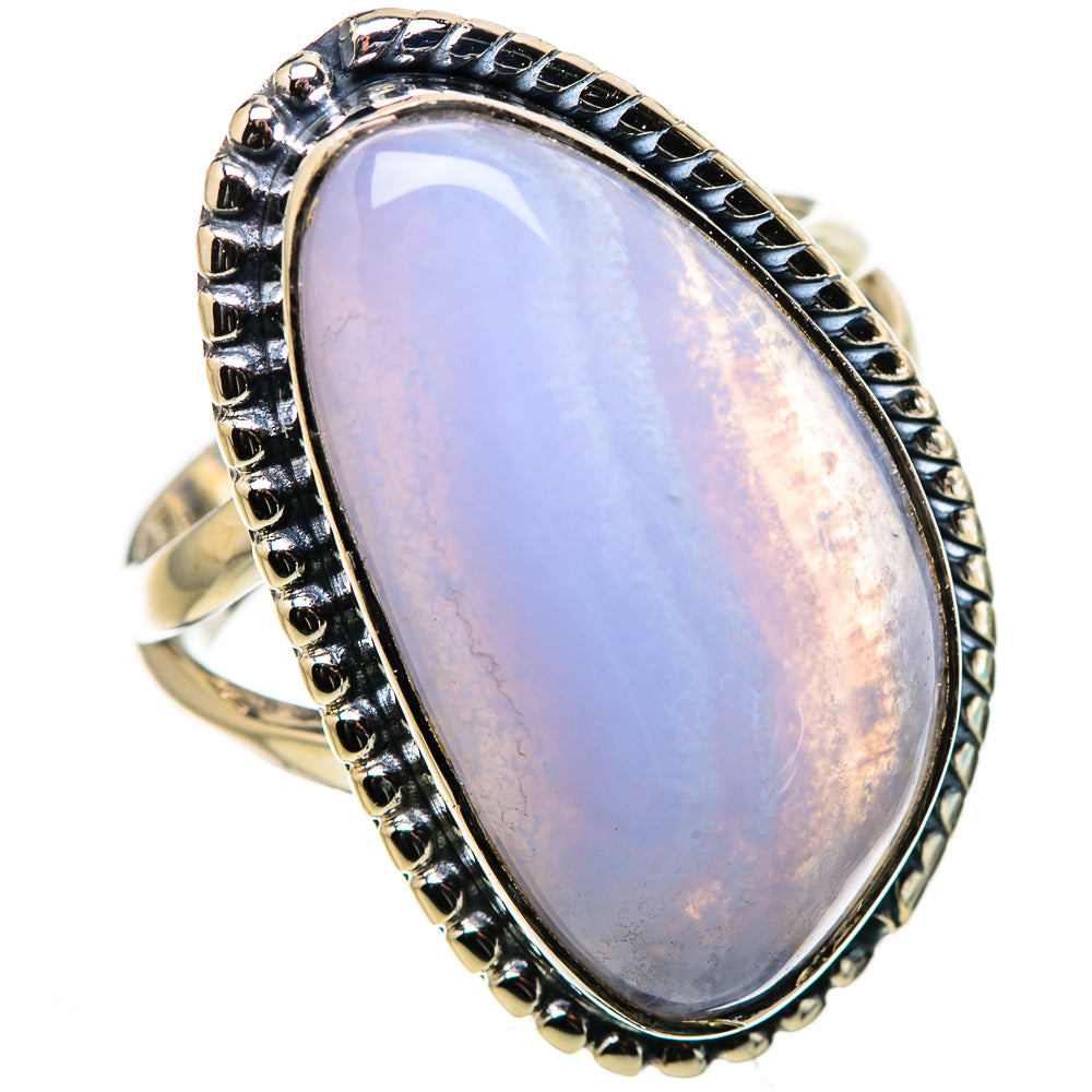 Blue Lace Agate Rings handcrafted by Anasilvercos - RING133182 - Photo 2