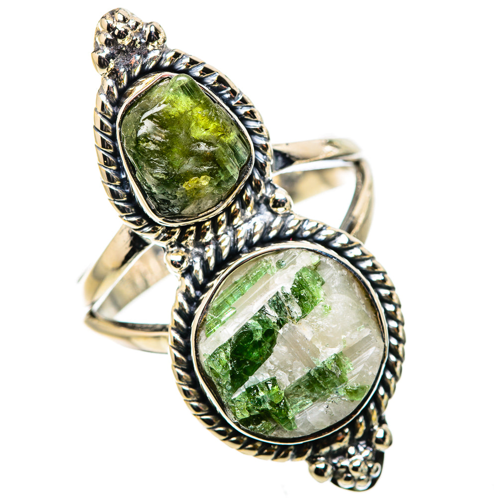 Green Tourmaline In Quartz Rings handcrafted by Anasilvercos - RING133195 - Photo 2