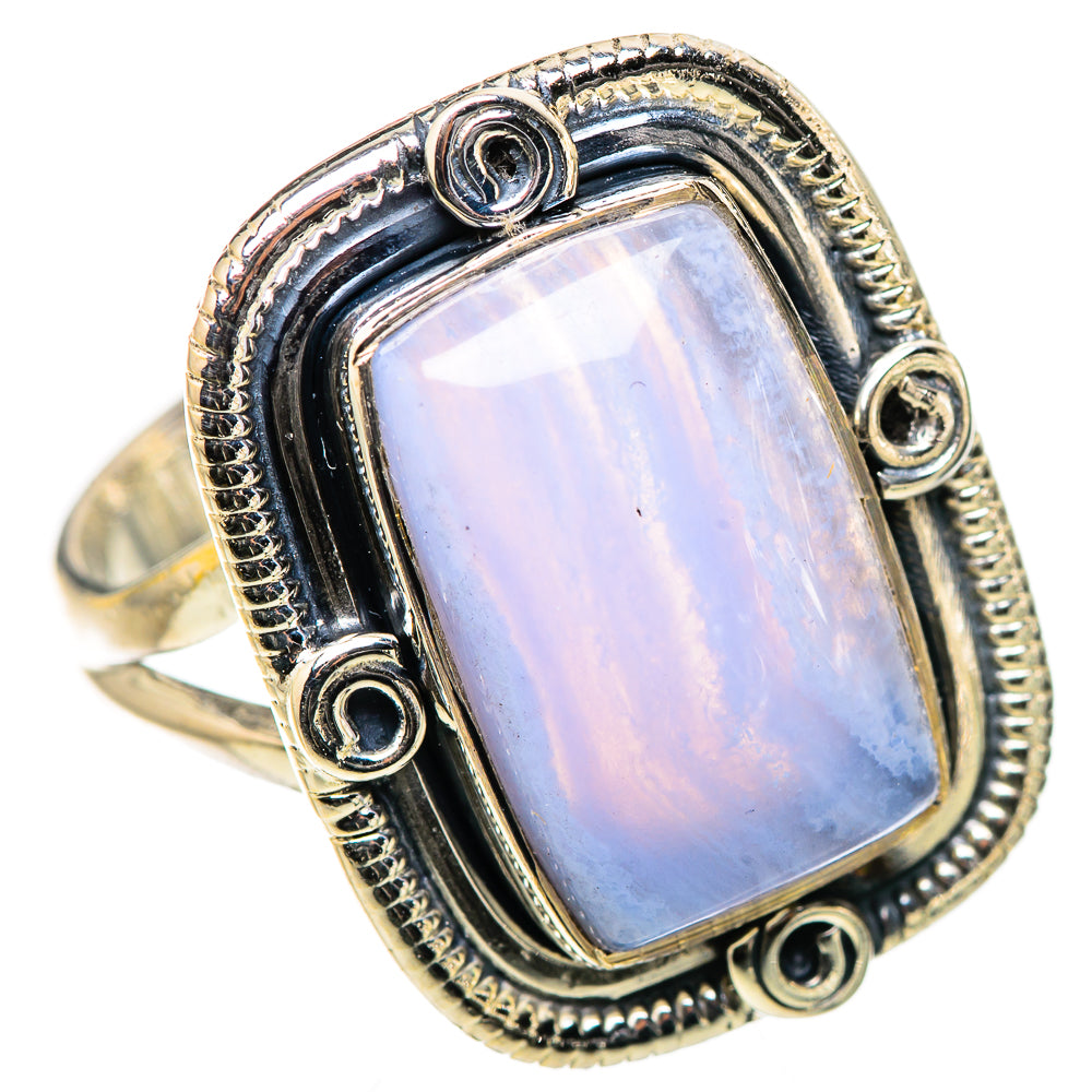 Blue Lace Agate Rings handcrafted by Anasilvercos - RING133207 - Photo 2