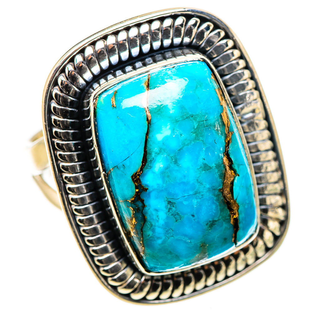 Blue Copper Composite Turquoise Rings handcrafted by Anasilvercos - RING133216 - Photo 2