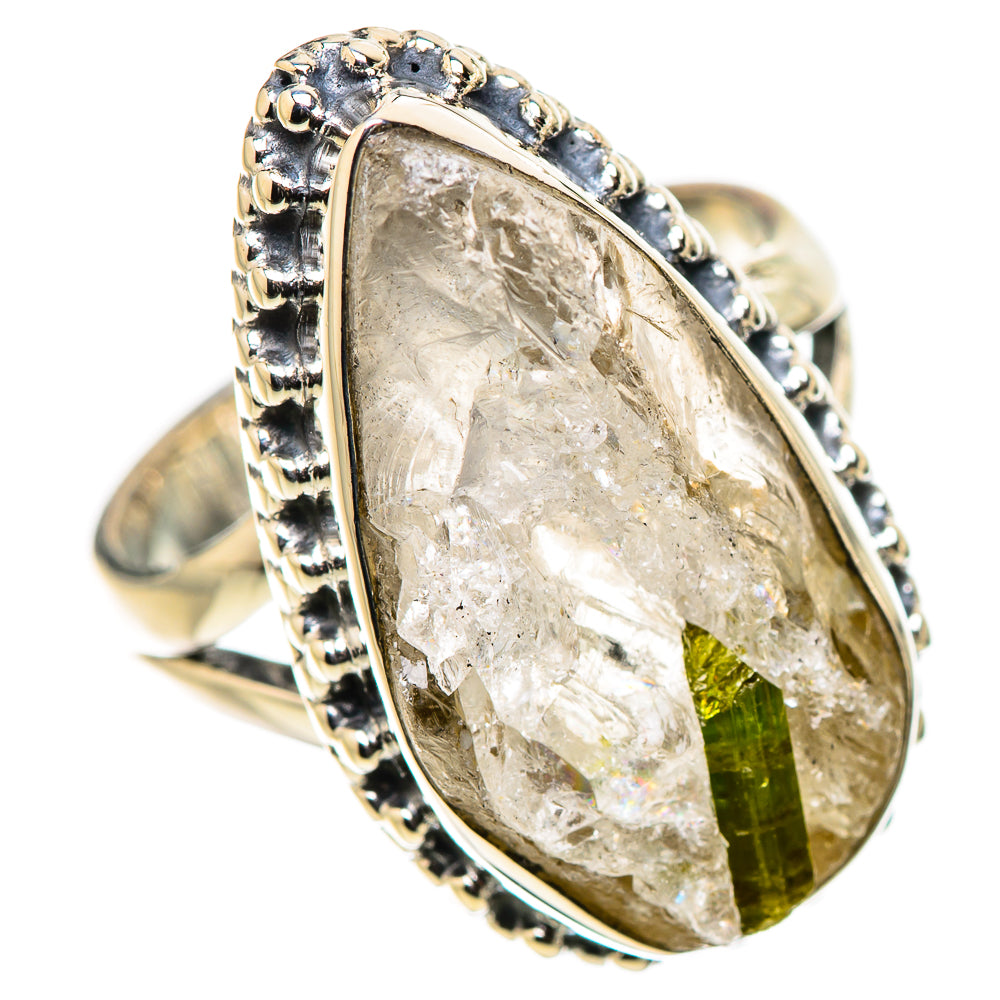 Green Tourmaline In Quartz Rings handcrafted by Anasilvercos - RING133221 - Photo 2