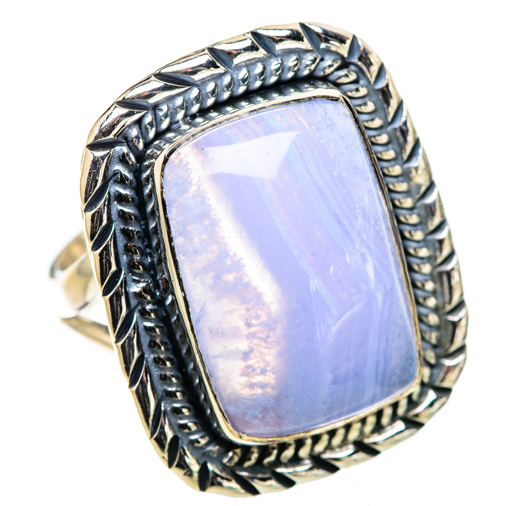 Blue Lace Agate Rings handcrafted by Anasilvercos - RING133231 - Photo 2
