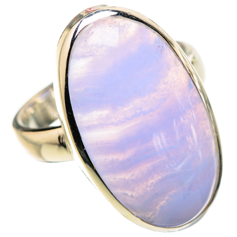 Blue Lace Agate Rings handcrafted by Anasilvercos - RING133252 - Photo 2