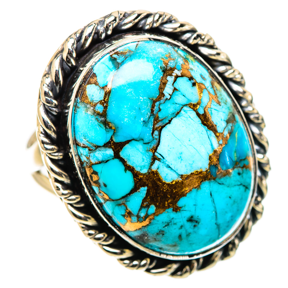 Blue Copper Composite Turquoise Rings handcrafted by Anasilvercos - RING133259 - Photo 2