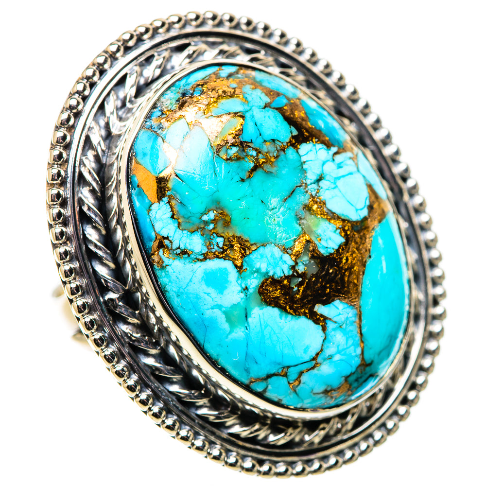 Blue Copper Composite Turquoise Rings handcrafted by Anasilvercos - RING133283 - Photo 2