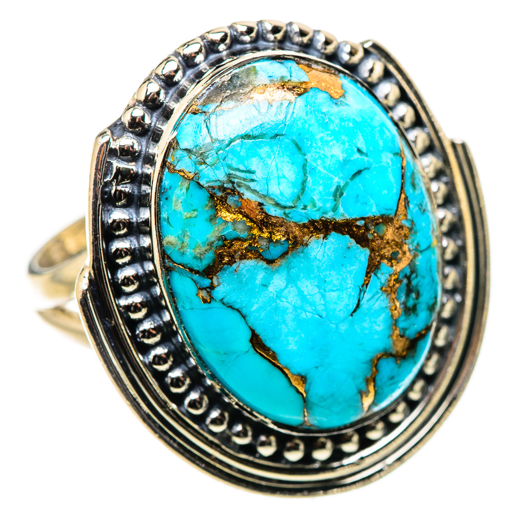 Blue Copper Composite Turquoise Rings handcrafted by Anasilvercos - RING133313 - Photo 2
