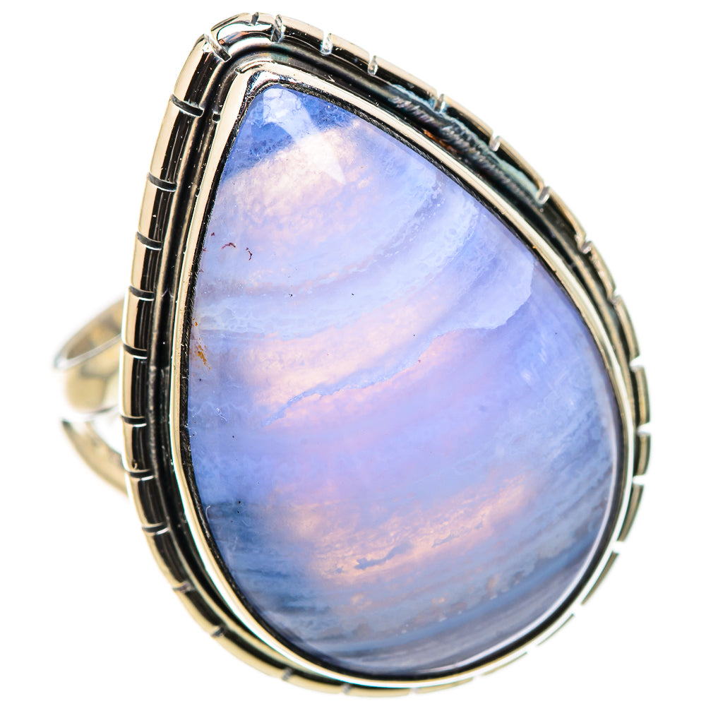 Blue Lace Agate Rings handcrafted by Anasilvercos - RING133345 - Photo 2