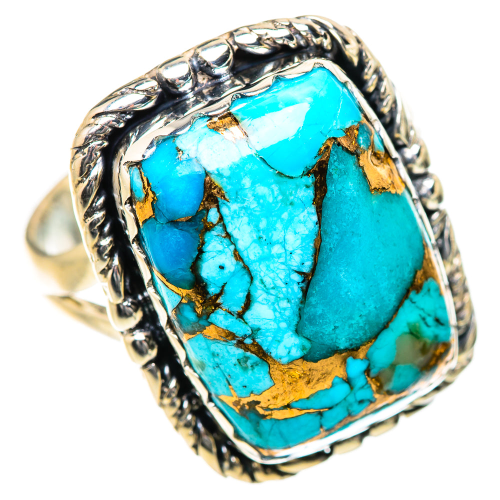 Blue Copper Composite Turquoise Rings handcrafted by Anasilvercos - RING133364 - Photo 2