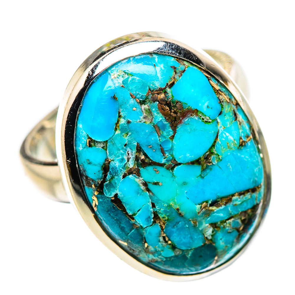 Blue Copper Composite Turquoise Rings handcrafted by Anasilvercos - RING133386 - Photo 2