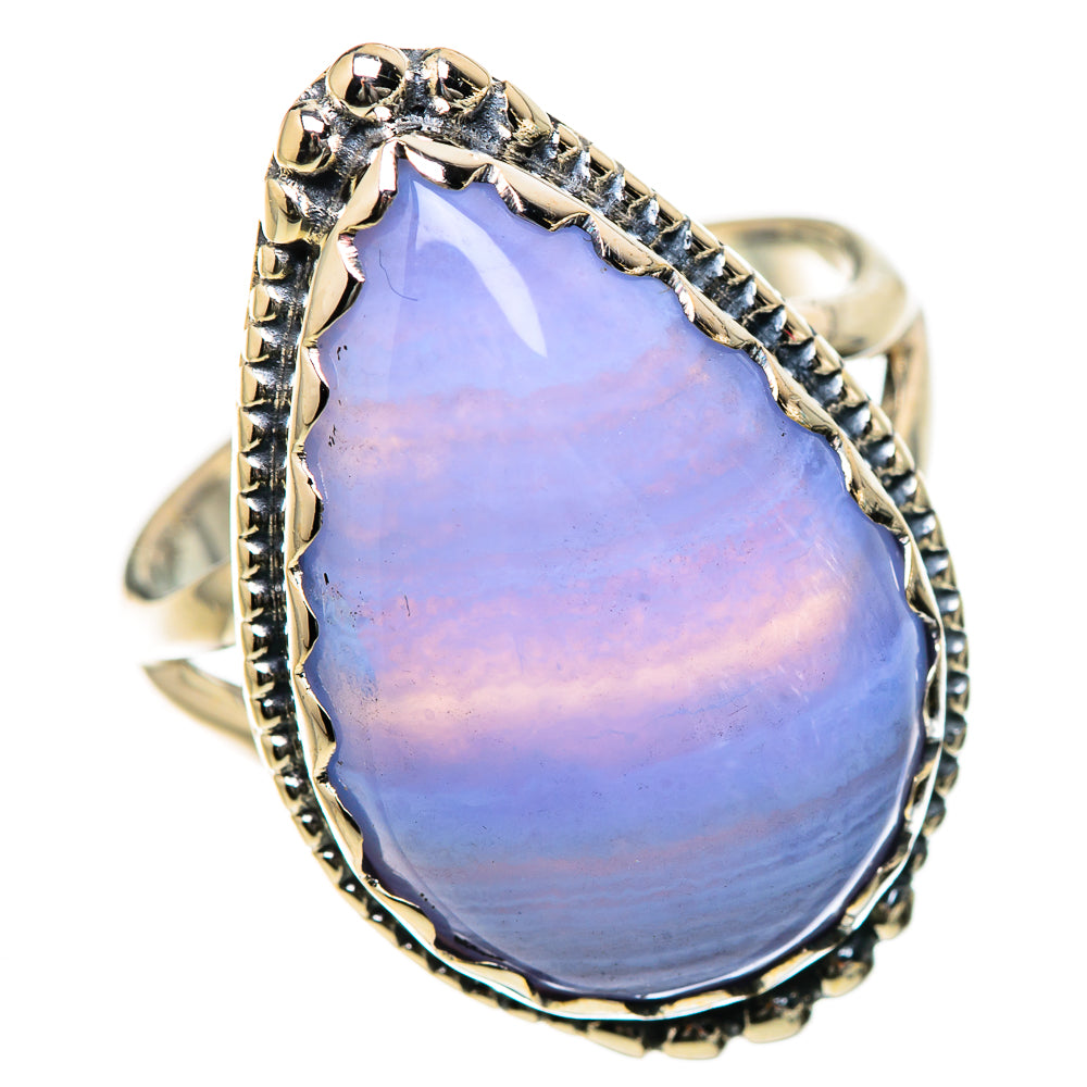 Blue Lace Agate Rings handcrafted by Anasilvercos - RING133401 - Photo 2