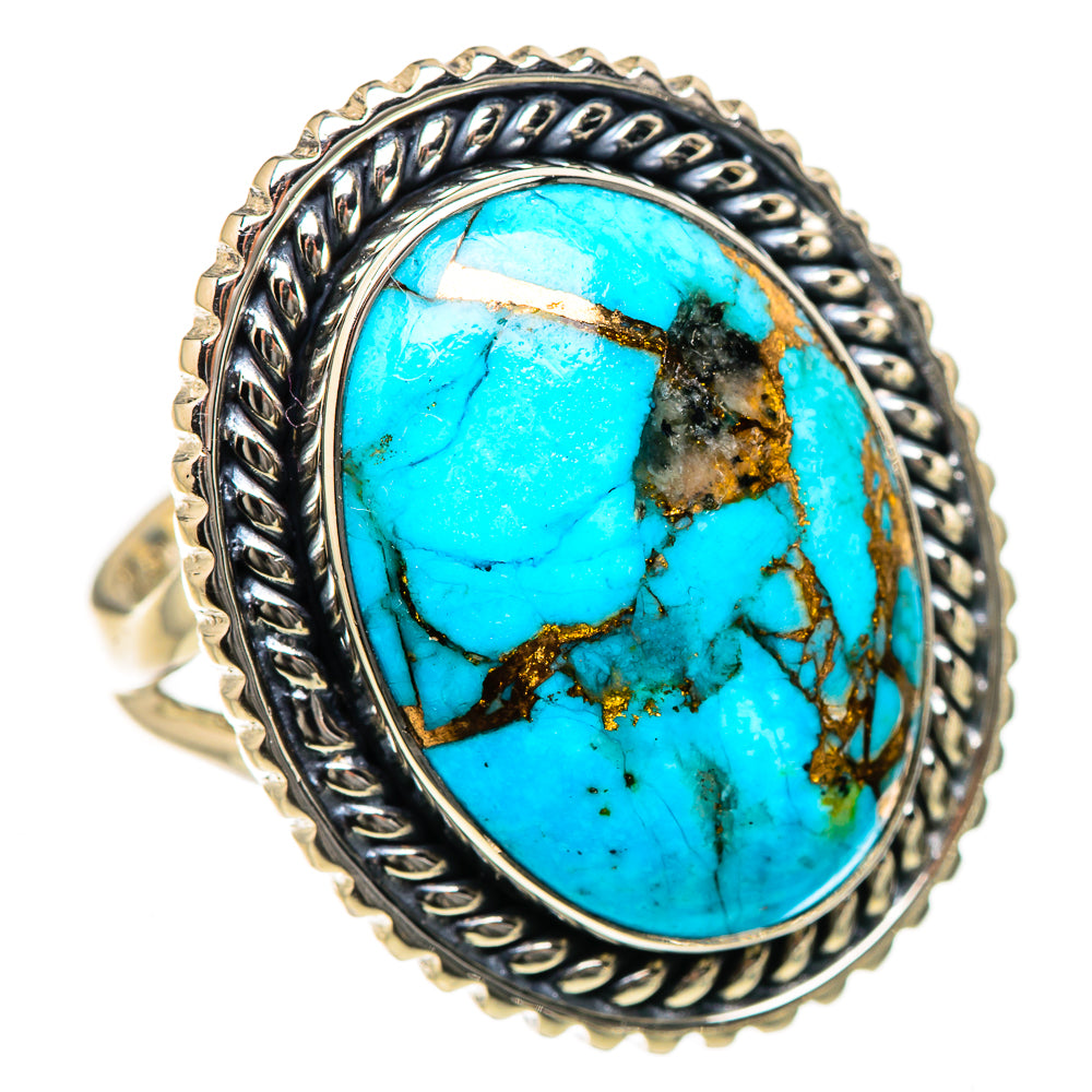 Blue Copper Composite Turquoise Rings handcrafted by Anasilvercos - RING133428 - Photo 2