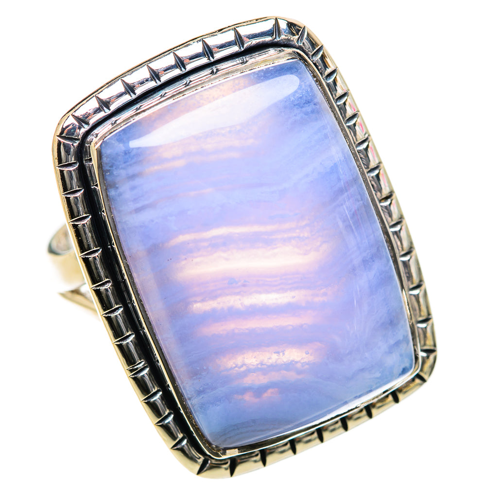 Blue Lace Agate Rings handcrafted by Anasilvercos - RING133463 - Photo 2