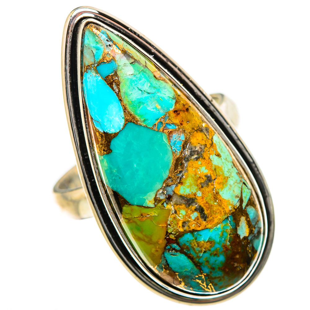 Kingman Mohave Turquoise Rings handcrafted by Anasilvercos - RING133561 - Photo 2