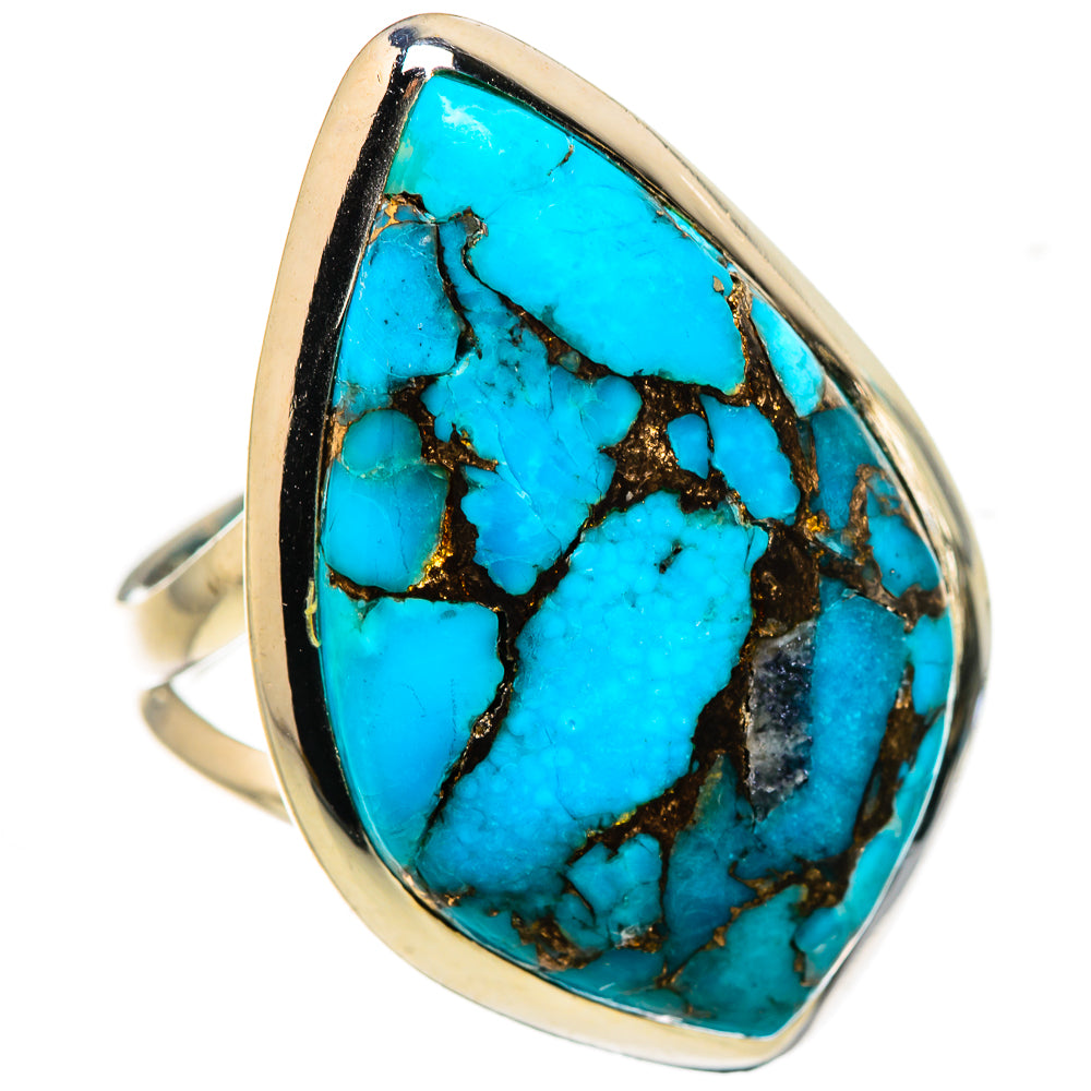 Blue Copper Composite Turquoise Rings handcrafted by Anasilvercos - RING133691 - Photo 2