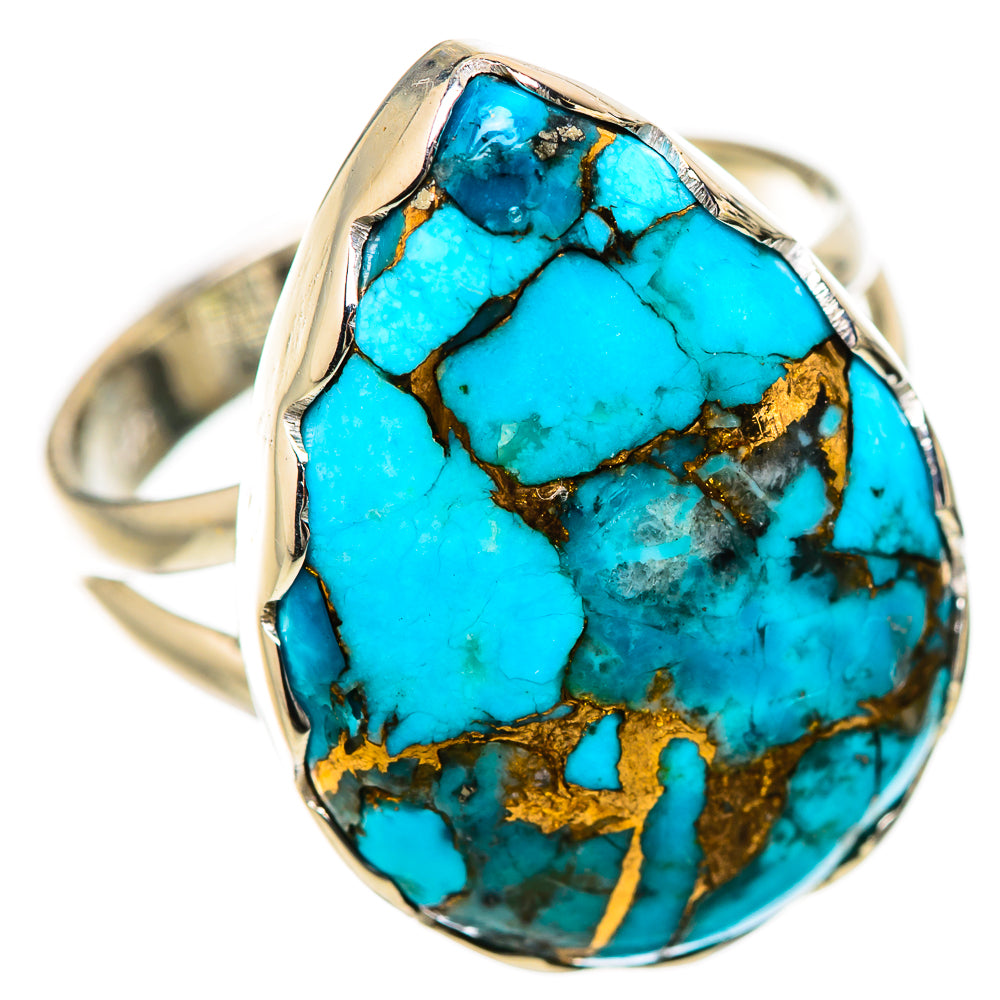 Blue Copper Composite Turquoise Rings handcrafted by Anasilvercos - RING133760 - Photo 2