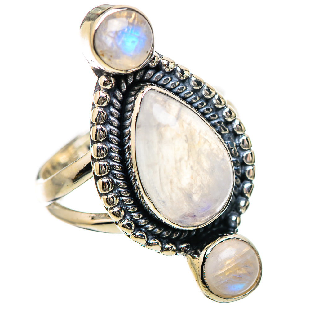 Rainbow Moonstone Rings handcrafted by Anasilvercos - RING133785 - Photo 2