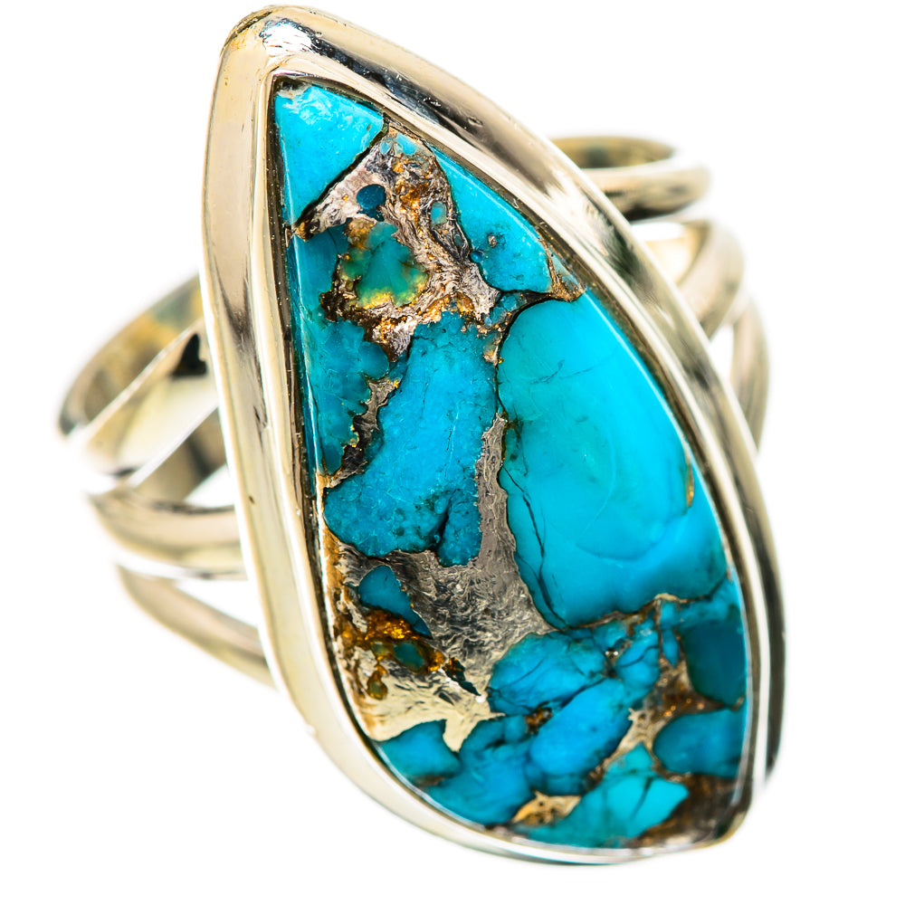 Blue Copper Composite Turquoise Rings handcrafted by Anasilvercos - RING133858 - Photo 2
