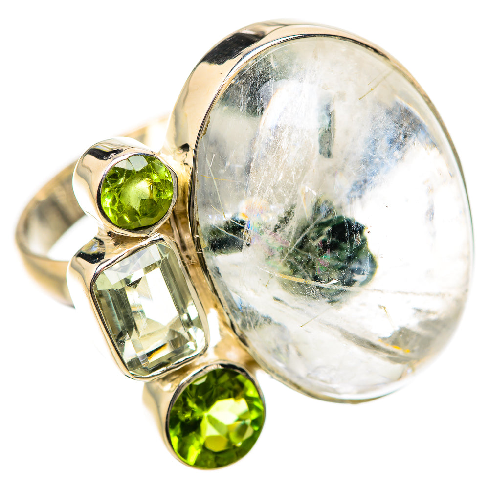 Green Tourmaline In Quartz Rings handcrafted by Anasilvercos - RING133867 - Photo 2