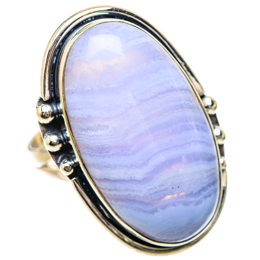 Blue Lace Agate Rings handcrafted by Anasilvercos - RING133928 - Photo 2
